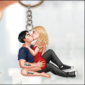 Couple Kissing Personalized Acrylic Keychain - Gift For Couple