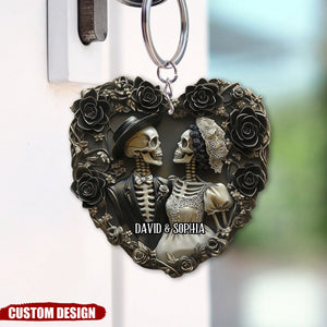 Til Death Do Us Part - Personalized Skull Couple Keychain, Anniversary Gift For Wife,Husband