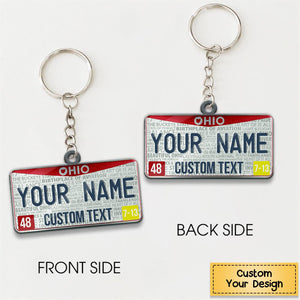 Ohio License Plate Personalized Acrylic Keychain