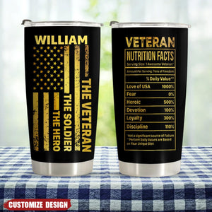 The Veteran The Soldier The Hero Cooler Tumbler Personalized Gift