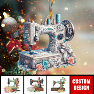 Shiny Sewing Machine Personalized Acrylic Christmas Ornament, Gifts For Sewing Lover - 2024 New Release