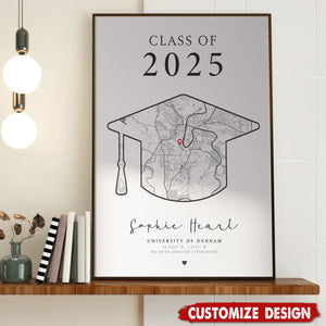 Personalized Graduation Map Poster-Graduation Gift