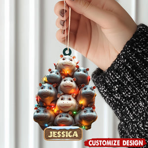 Personalized Adorable Baby Hippo Christmas Ornament - Gifts For Hippo Lover