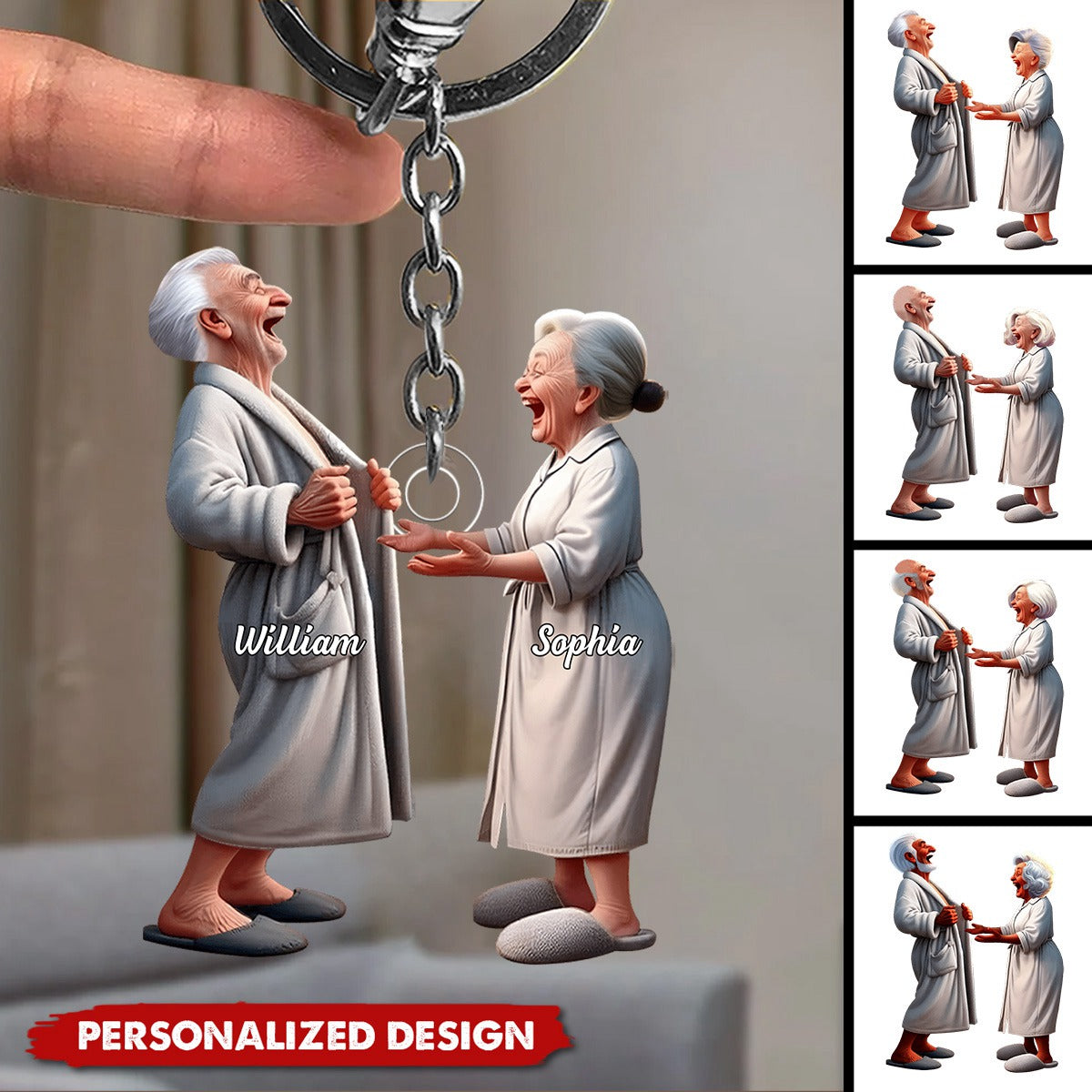 Funny Old Couple-Personalized Keychain-Gifts For Couple