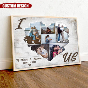 Personalized Couple Heart Shaped Photo Collage Poster, Anniversary Gift