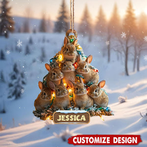 Personalized Bunny Christmas Ornament Gift for Bunny Lover-2024 New Release