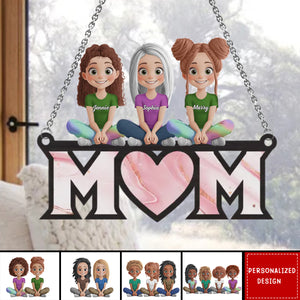 Where Mom Sits,Love Gathers-Personalized Suncatcher Ornament-Gift For Mom,Grandma