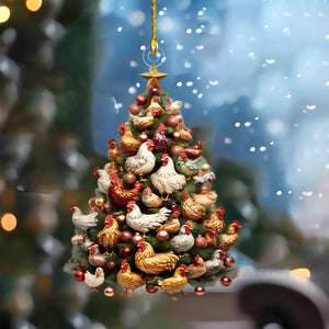 Chicken Christmas Tree Ornament - Chicken Lovers Gift