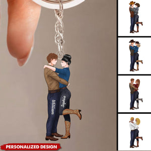 To My Wife Meeting You Was Fate-Personalized Couple Cowboy Keychain