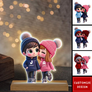 Cute Cartoon Couple Walking Personalized Custom Shaped LED Night Light-Gift for Him, Gift for Her