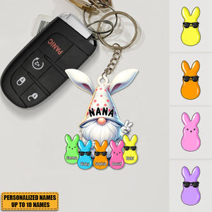 Bunny Nana Grandma Easter Grandkids Personalized Acrylic Keychain