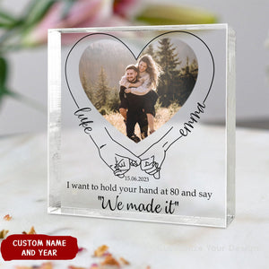 Couples Holding Hands We Made It - Personalized Acrylic Photo Plaque