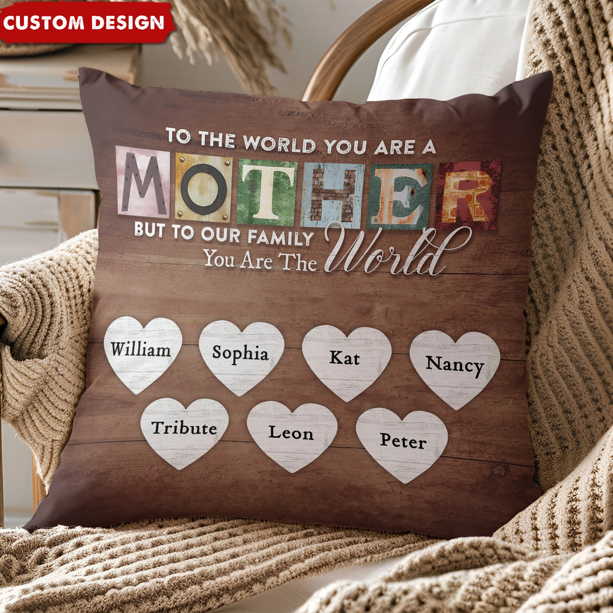 Mother/Grandma You Are The World Personalized Pillow - Gift For Mom, Grandma