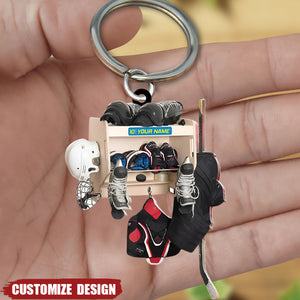 Personalized Hockey Closet Keychain -Gift For Hockey Lover - 2024 New Release