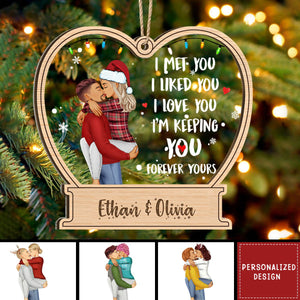 2024 New Release Christmas Couple Forever Yours - Gift For Couples - Personalized 2-Layered Mix Ornament