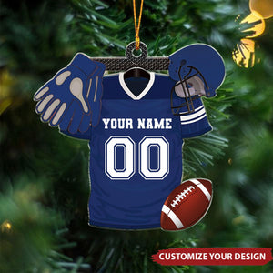 2024 New Release Personalized American Football Uniform Christmas Ornament Football Helmet And Ball - Gift For Football Lover