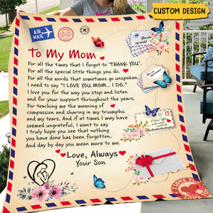 To My Mom - Personalized Post Card Blanket