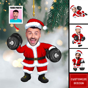 Personalized Photo Gym Santa Ornament - Gift For Gym Lovers