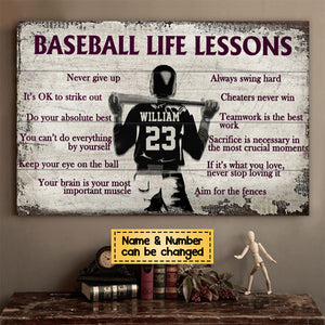 Personalized Baseball Life Lessons-Customized Horizontal Poster