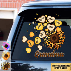 Grandma Mom Kids Sunflower - Gift For Mother, Grandmother - Personalized Sticker Decal