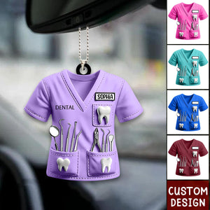 Personalized Dental Uniform Acrylic Car Ornament