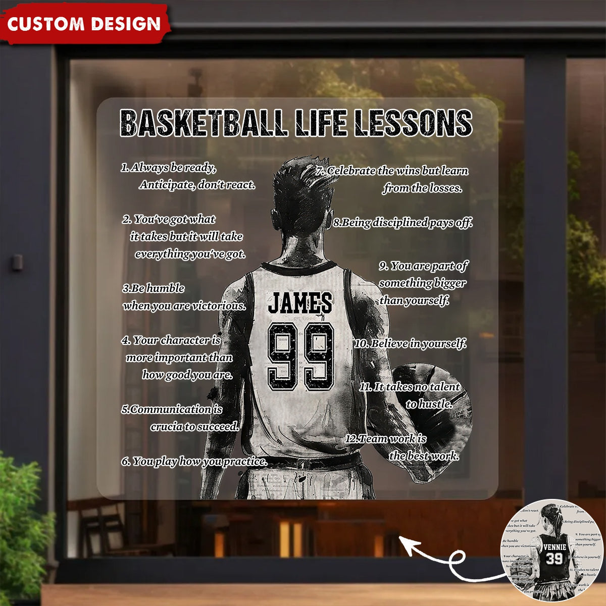 Personalized Basketball Life Lessons Decal - Gift For Basketball Lovers