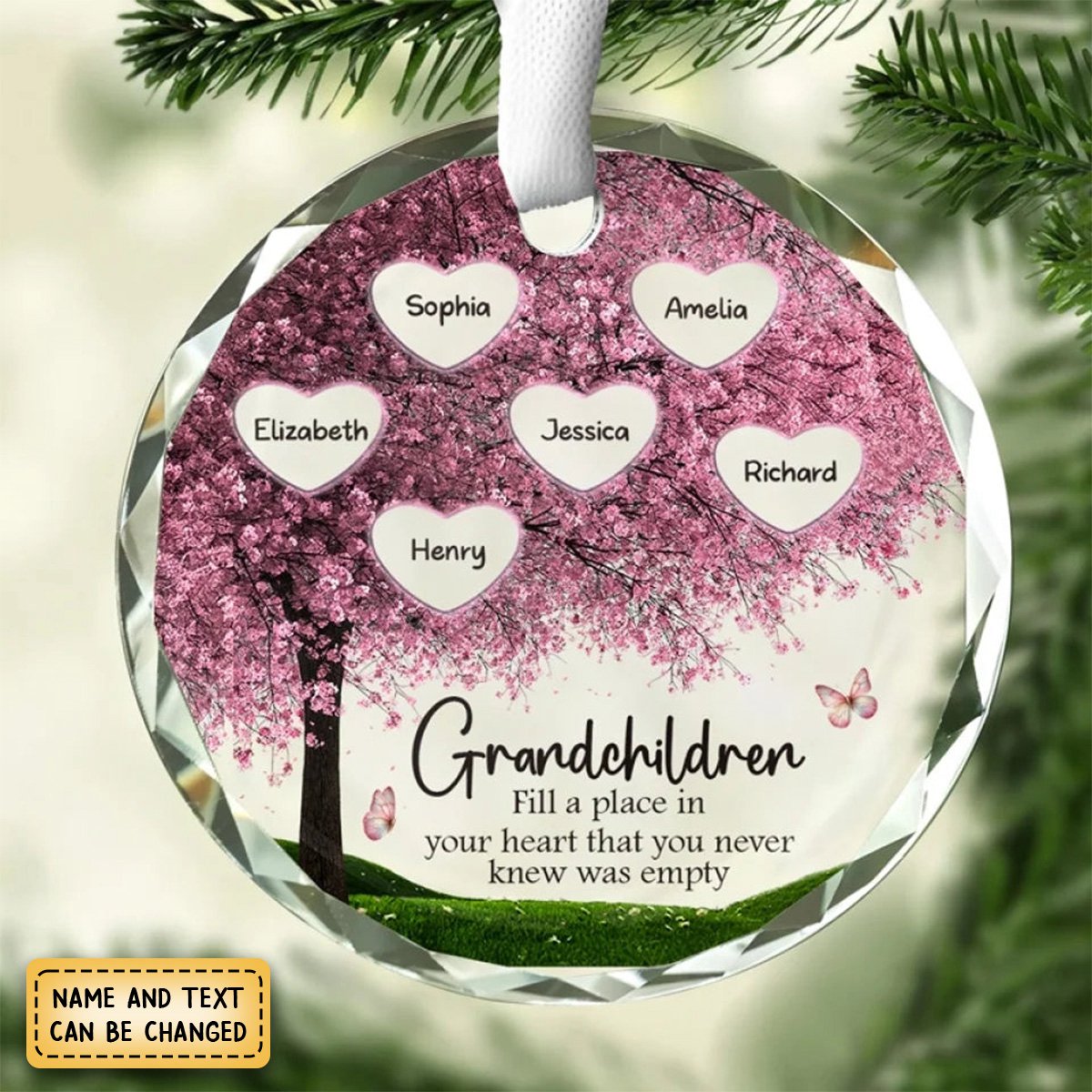 Fill A Place In Your Heart - Family Personalized Custom Circle Glass Ornament - Christmas Gift For Mom, Grandma