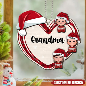 Christmas Grandma's Little Cute Kids Personalized 2-Layer Wooden Ornament