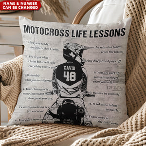 Gift For Motocross Lovers-Personalized Motocross Life Lessons Pillow