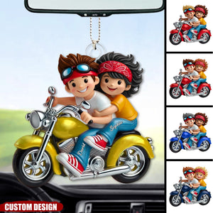 Personalized Motorcycle Couple Acrylic Car Ornament