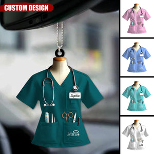 Personalized Nurse Uniform Acrylic Car Ornament - Gift For Nurse