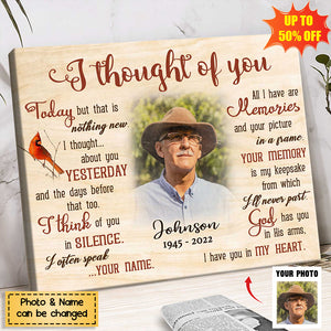 I Thought of You - Personalized Passed Loved Ones Poster, Picture Memorial Gifts