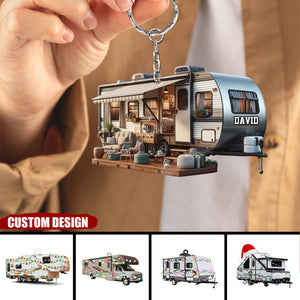 Personalized Camping Car Keychain - Gifts For Camping Lovers