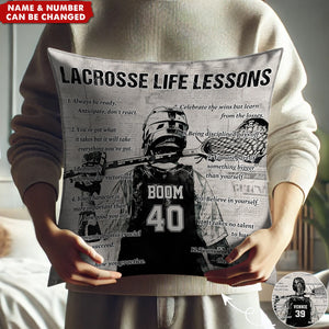 Personalized Lacrosse Life Lessons Pillow-Gift For Lacrosse Lovers