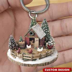 Personalized Dreamy Chicken Farm Keychain-Gifts For Chicken Lovers