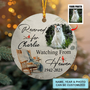 Watching From Heaven - Personalized Custom Ceramic Ornament - Christmas, Memorial Gift For Family Members