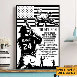 Son You Are Capable Of Achieving Anything Personalized Baseball Poster