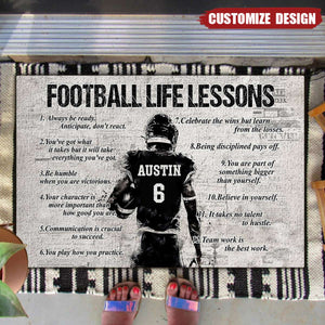 Personalized American Football Life Lessons Doormat - Gift For American Football Lovers