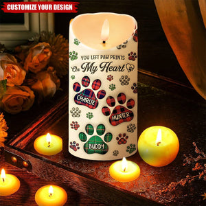 A Heartbeat At My Feet - Memorial Personalized LED Candle - Sympathy Gift For Pet Owners, Pet Lovers