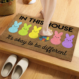 In This House Easter Day - Autism Awareness Coir Pattern Print Doormat