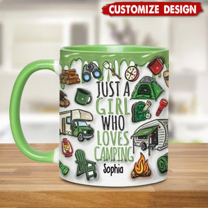 Just A Girl Who Loves Camping - Personalized Camping Accent Mug