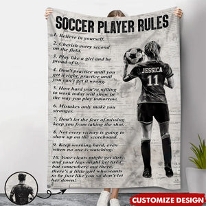 Personalized Soccer Girl Boy Blanket - Gift For Soccer Lovers