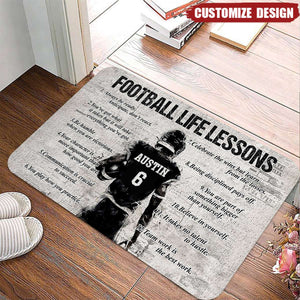 Personalized American Football Life Lessons Doormat - Gift For American Football Lovers