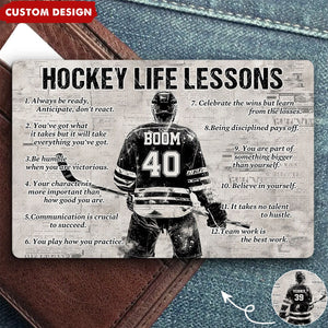 Personalized Hockey Life Lessons Wallet Card - Gift For Hockey Lovers