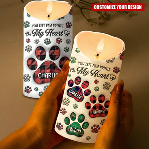 A Heartbeat At My Feet - Memorial Personalized LED Candle - Sympathy Gift For Pet Owners, Pet Lovers