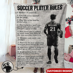 Personalized Soccer Girl Boy Blanket - Gift For Soccer Lovers