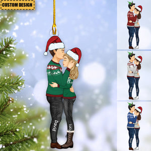 Personalized Hugging Couple Christmas Ornament - Gift For Couples