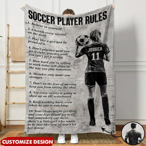 Personalized Soccer Girl Boy Blanket - Gift For Soccer Lovers