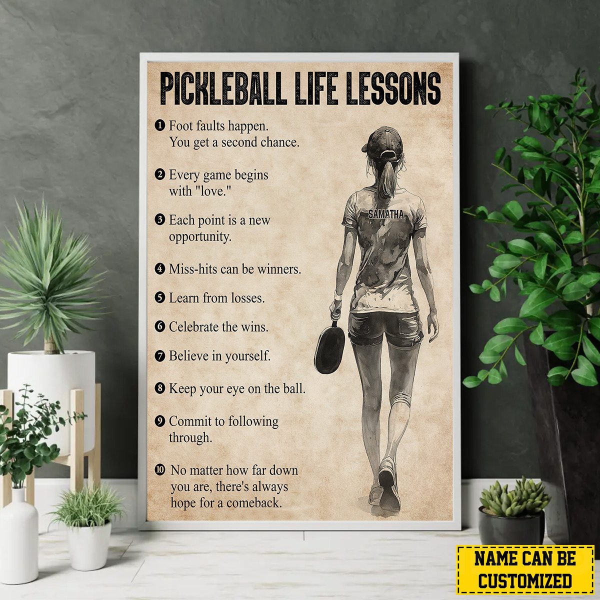 Personalized Pickleball Girl Canvas Poster,Gift For Pickleball Lovers