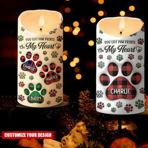 A Heartbeat At My Feet - Memorial Personalized LED Candle - Sympathy Gift For Pet Owners, Pet Lovers